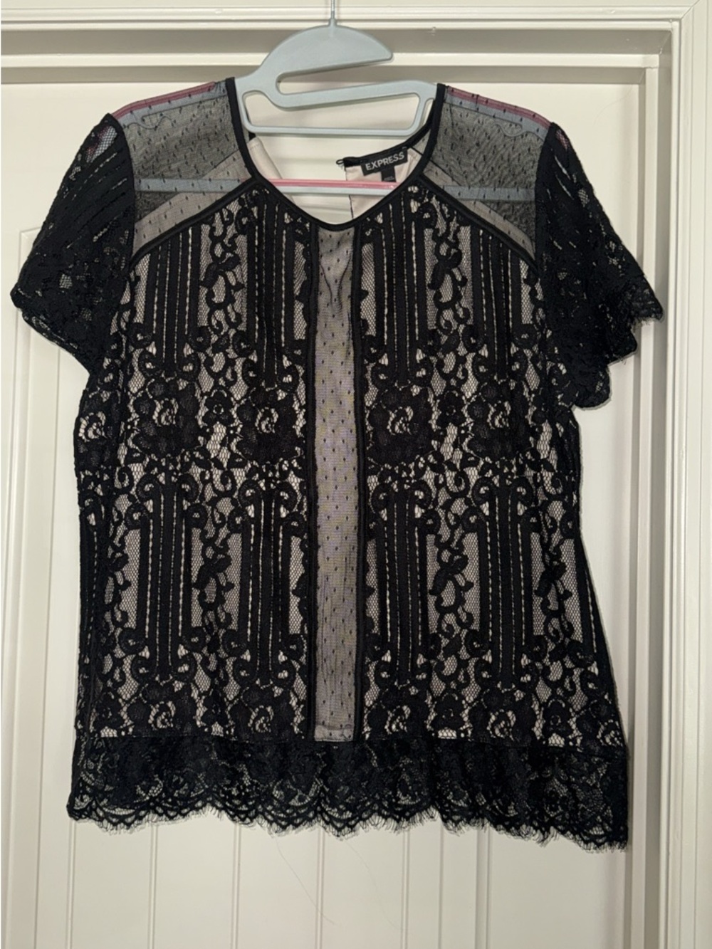 Express Black Lace Short-Sleeve